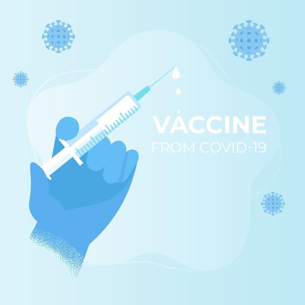 Covid-19 vaccin artsen dienen medische handschoenen in met spuit met vaccin concept van vaccins om coronavirus vectorillustratie in vlakke stijl te voorkomen of te bestrijden vector