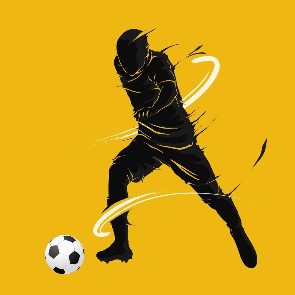 voetbal voetbal poseren donkere vlam silhouet vector