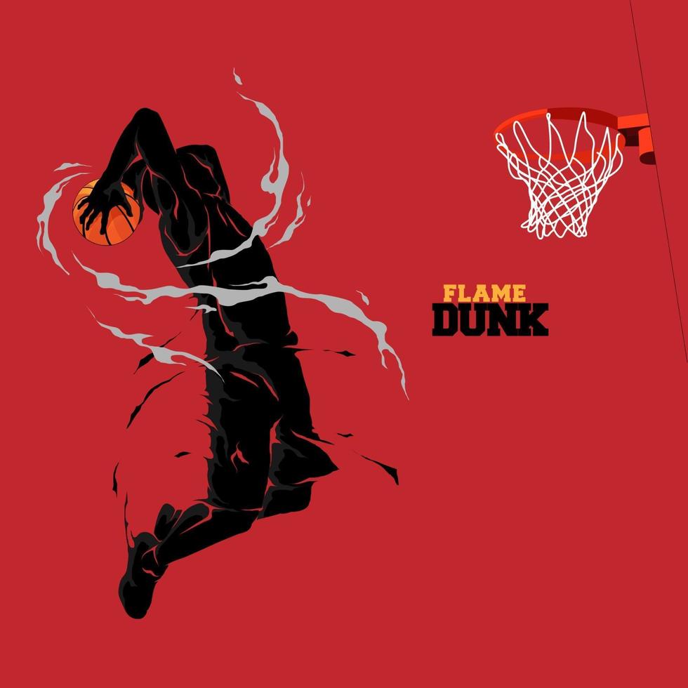 slam dunk vlam silhouet vector