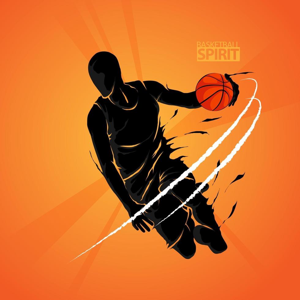 spring en schoot basketbal silhouet vector