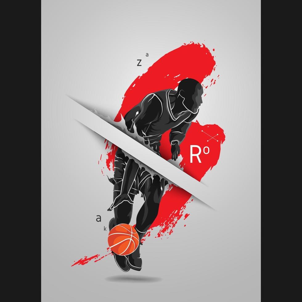 basketbal silhouet verf poster achtergrond vector