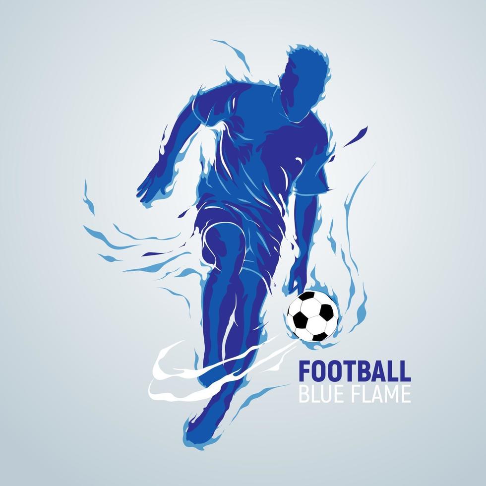 voetbal voetbal blauwe vlam silhouet vector