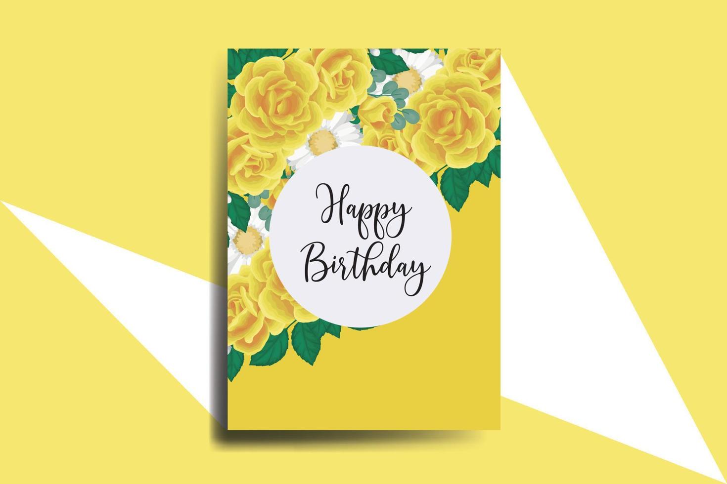 groet kaart verjaardag kaart digitaal waterverf hand- getrokken geel roos bloem ontwerp sjabloon vector