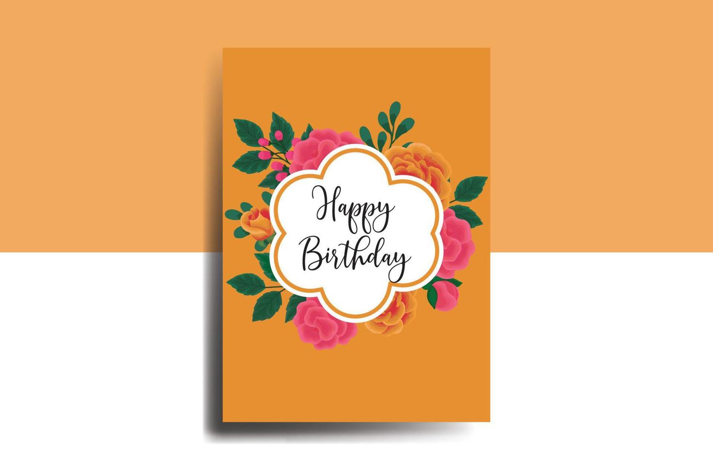 groet kaart verjaardag kaart digitaal waterverf hand- getrokken oranje roos bloem ontwerp sjabloon vector