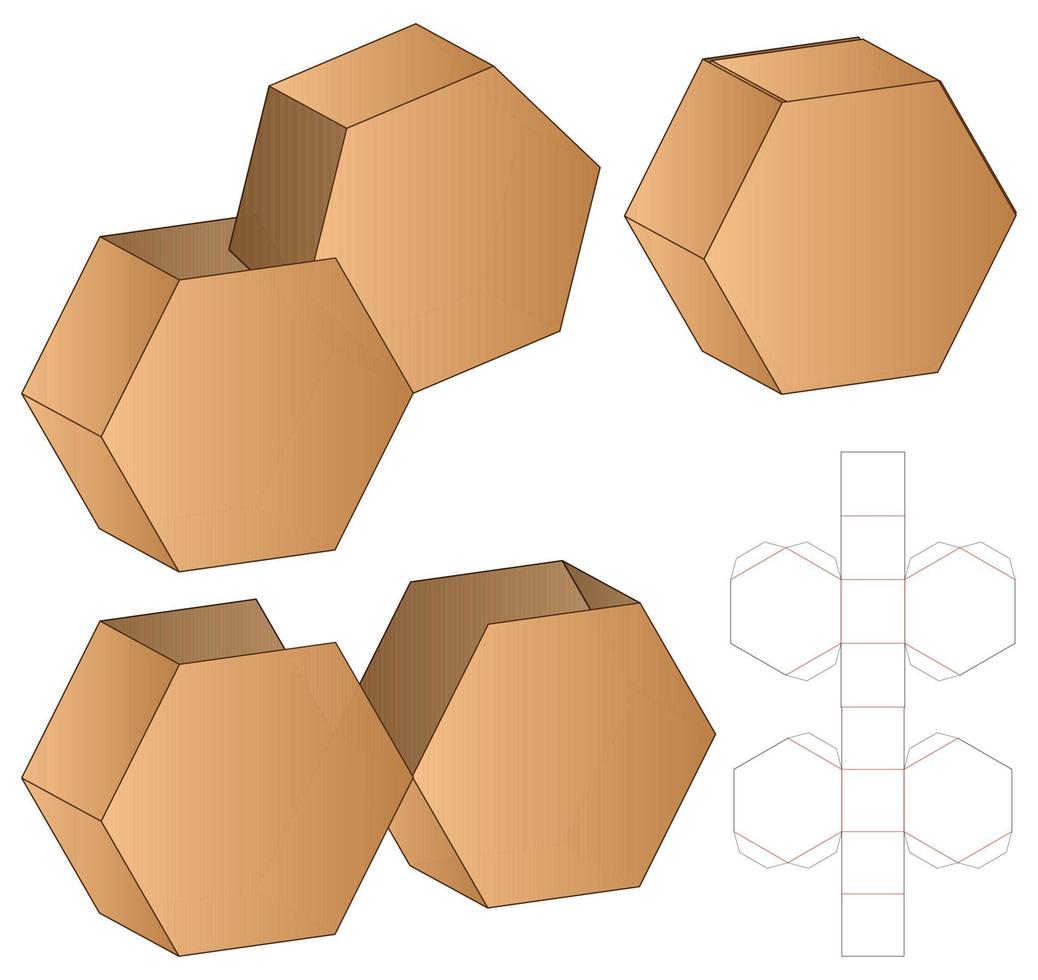 doos verpakking gestanst sjabloonontwerp. 3D-model vector