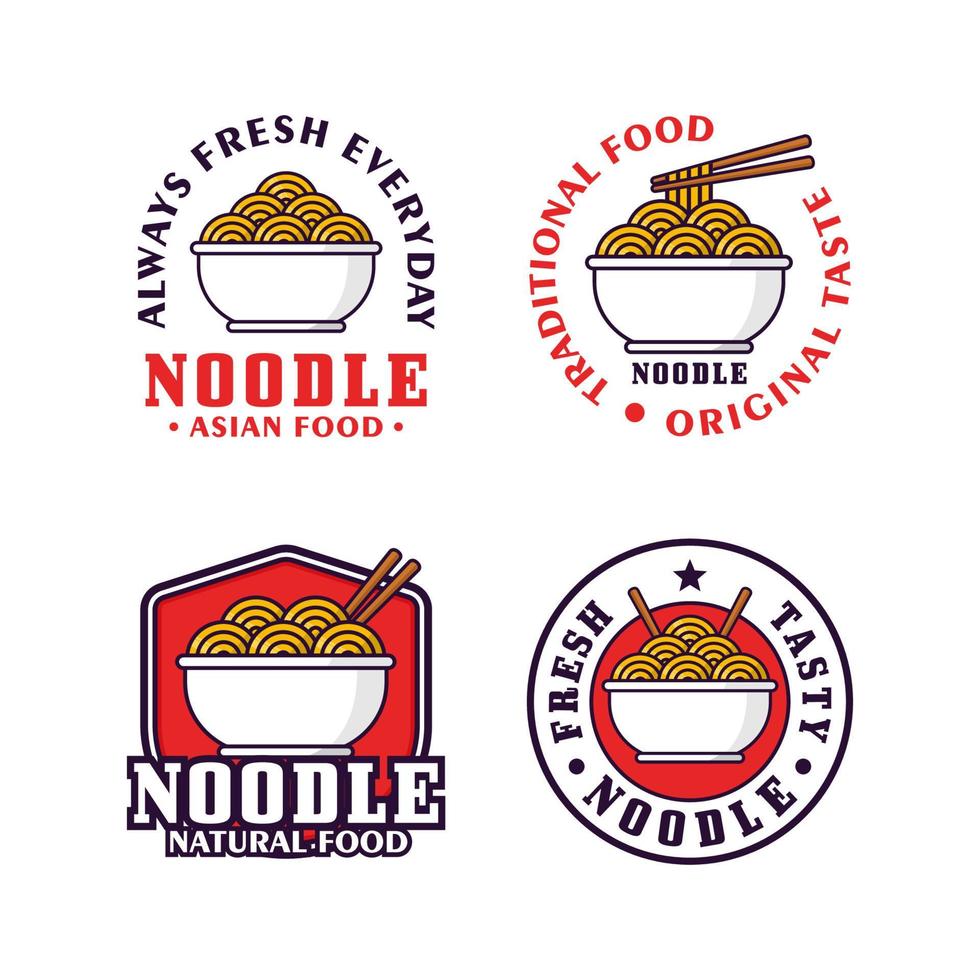 noodle Aziatisch voedsel ontwerp logo verzameling vector