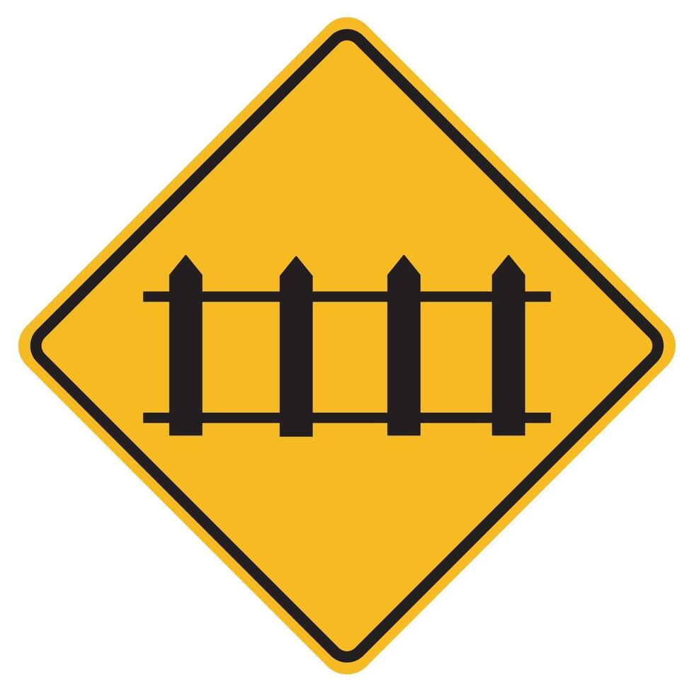 waarschuwingsborden spoorwegovergang met automatische poorten op witte achtergrond vector