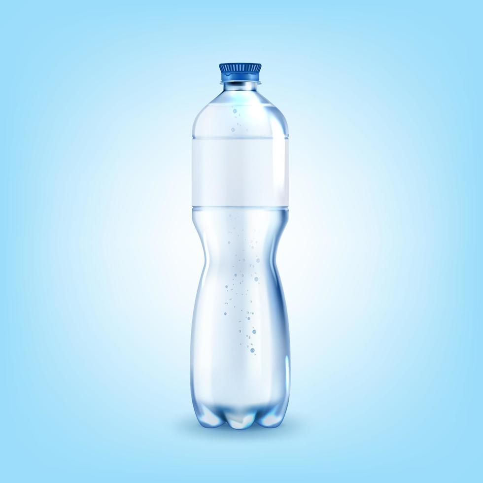 realistisch gedetailleerd 3d mineraal water plastic fles. vector