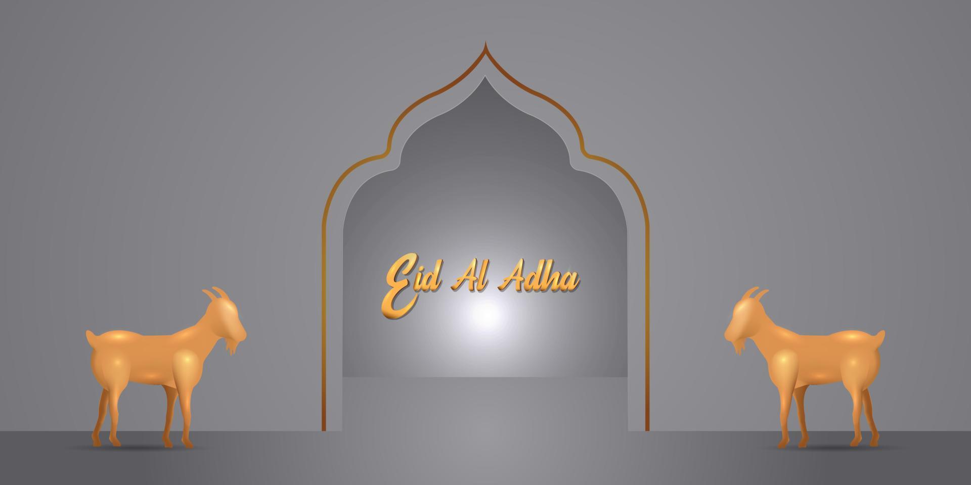 eid al adha mubarak de viering van moslim gemeenschap festival achtergrond ontwerp.vector illustratie. grijs achtergrond. vector