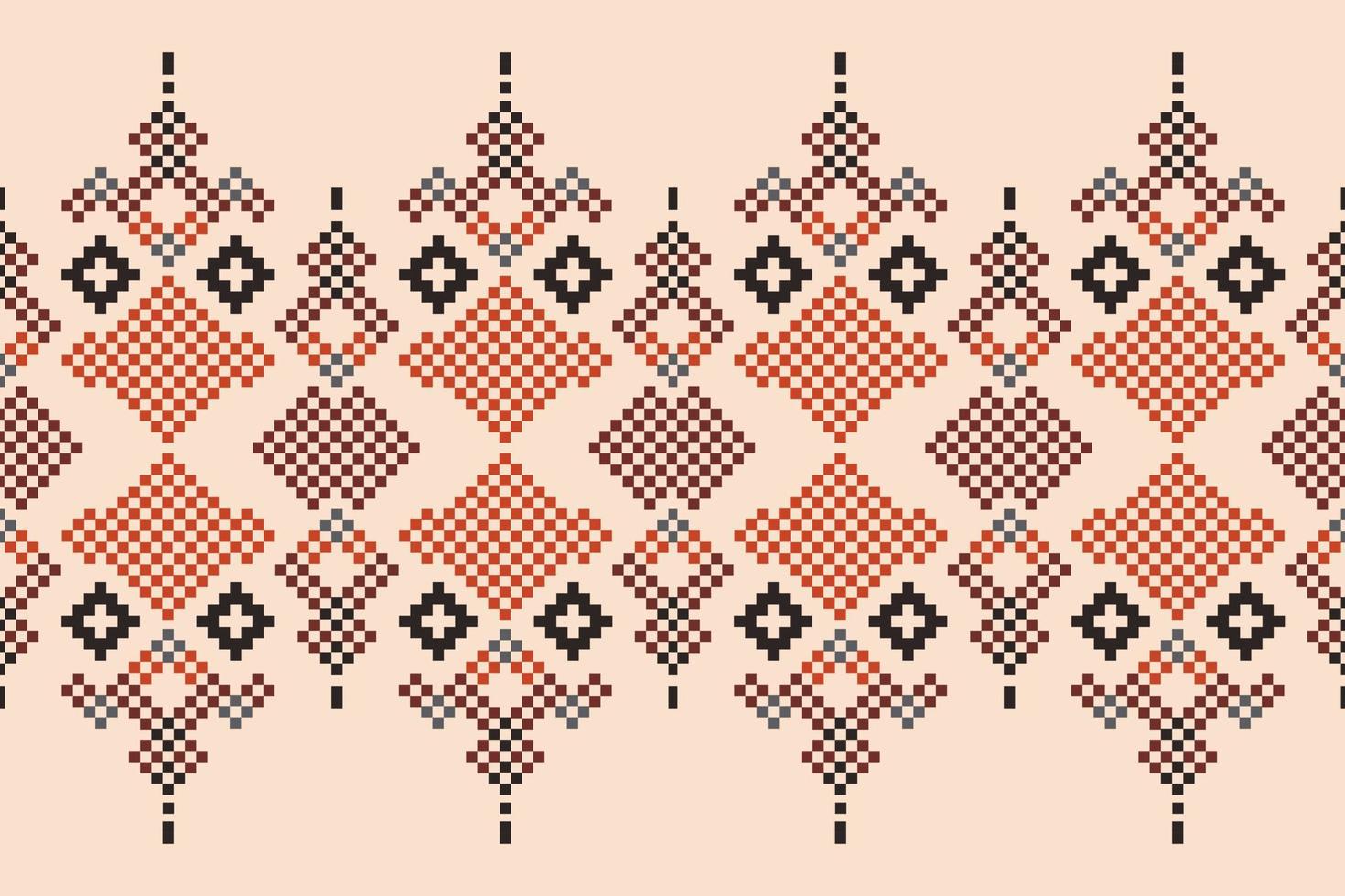 etnisch meetkundig kleding stof patroon kruis steek.ikat borduurwerk etnisch oosters pixel patroon bruin room achtergrond. abstract, vector, illustratie.voor textuur,kleding,verpakking,decoratie,tapijt. vector