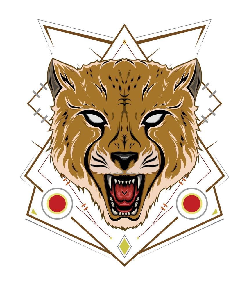 cheetah ontwerp embleem met ornament vector
