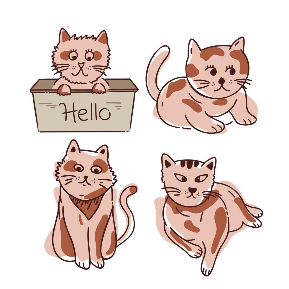 een verzameling van schattig katten tekening vector