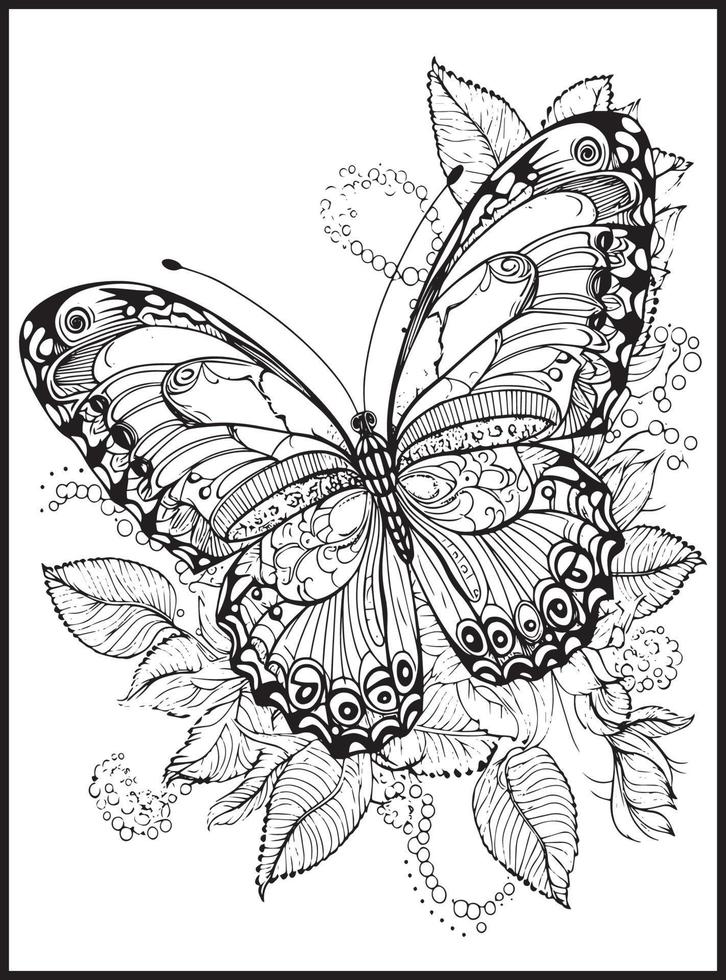 vlinder kleur Pagina's voor volwassenen vector