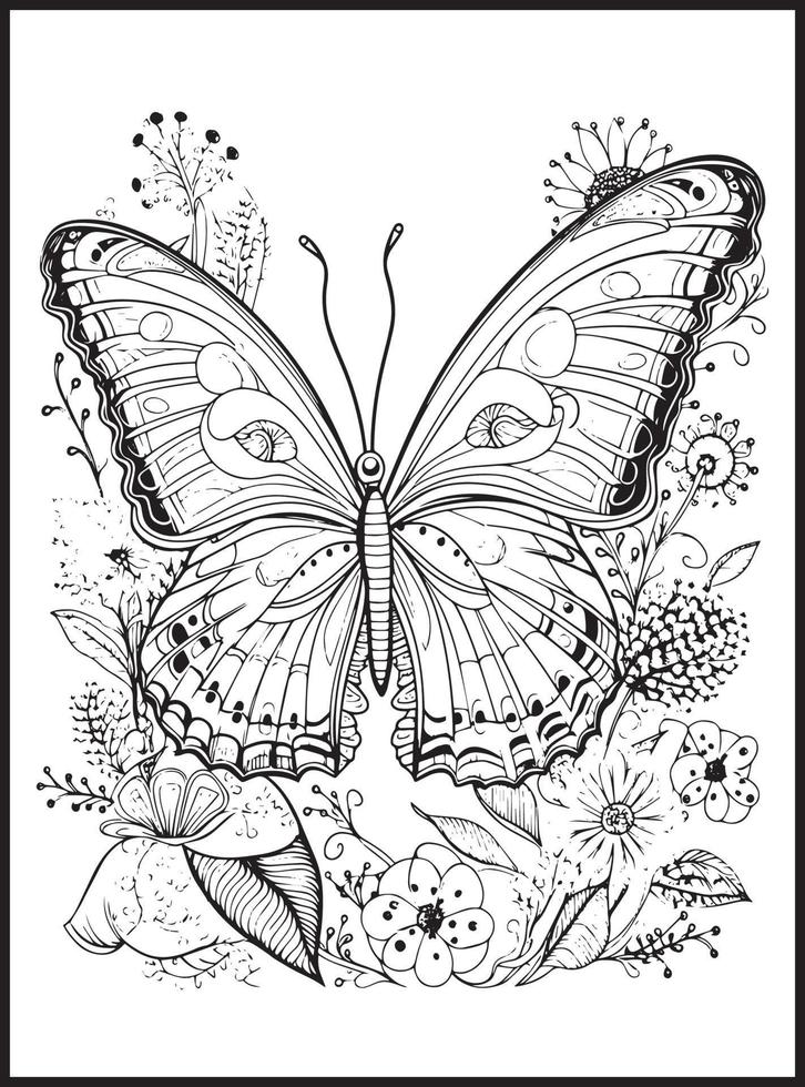 vlinder kleur Pagina's voor volwassenen vector