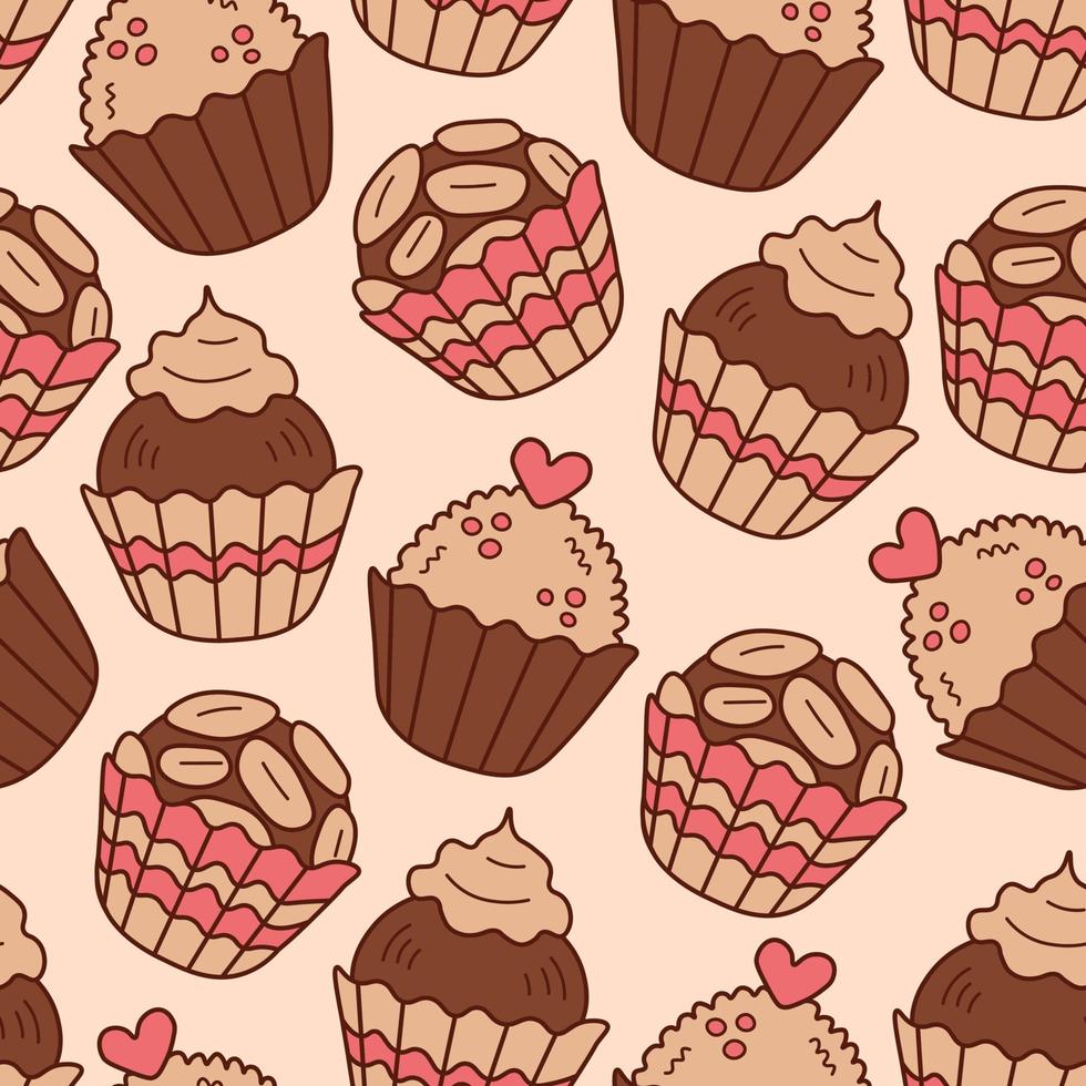 schattig chocola snoepjes naadloos achtergrond vector