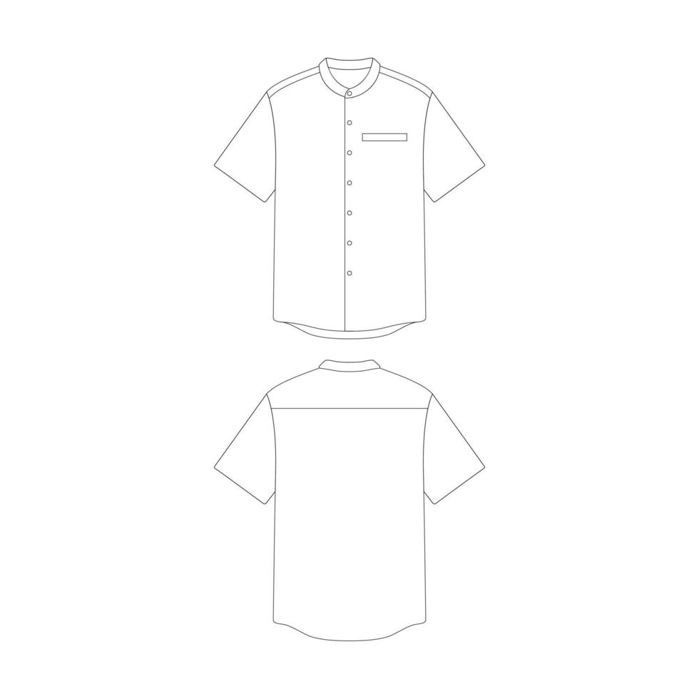 sjabloon opa halsband overhemd met naad zak- vector illustratie vlak ontwerp schets kleding verzameling