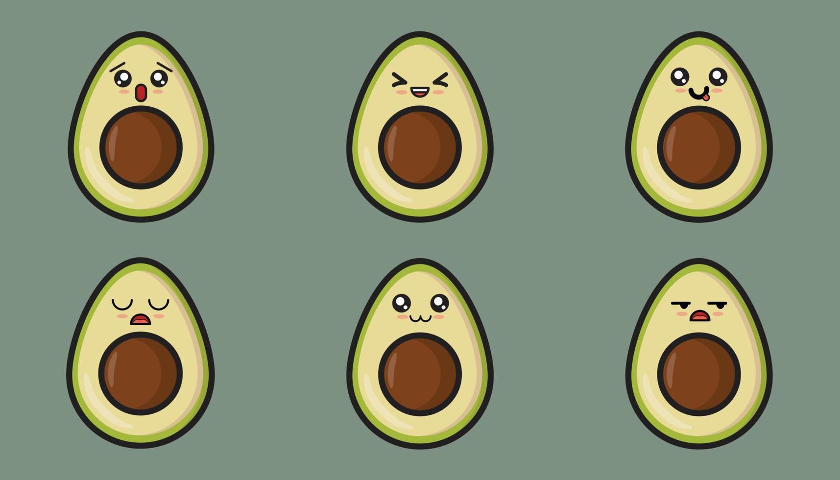 schattig avocado emoji illustratie. met een verscheidenheid van uiterst aanbiddelijk uitdrukkingen kan maken het een perfect toevoeging naar ieder sociaal media babbelen of na. vector