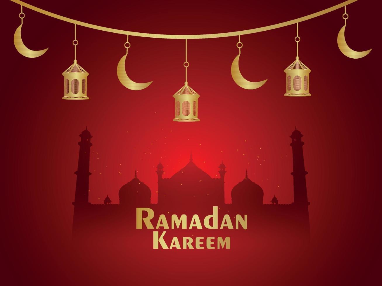 ramadan kareem viering islamitisch festival met creatieve lantaarns achtergrond vector