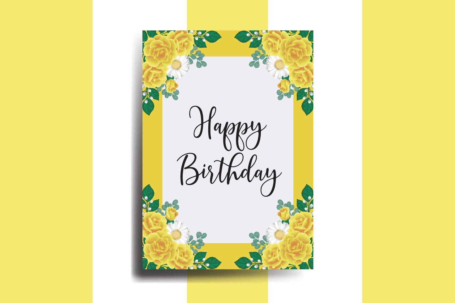 groet kaart verjaardag kaart digitaal waterverf hand- getrokken geel roos bloem ontwerp sjabloon vector
