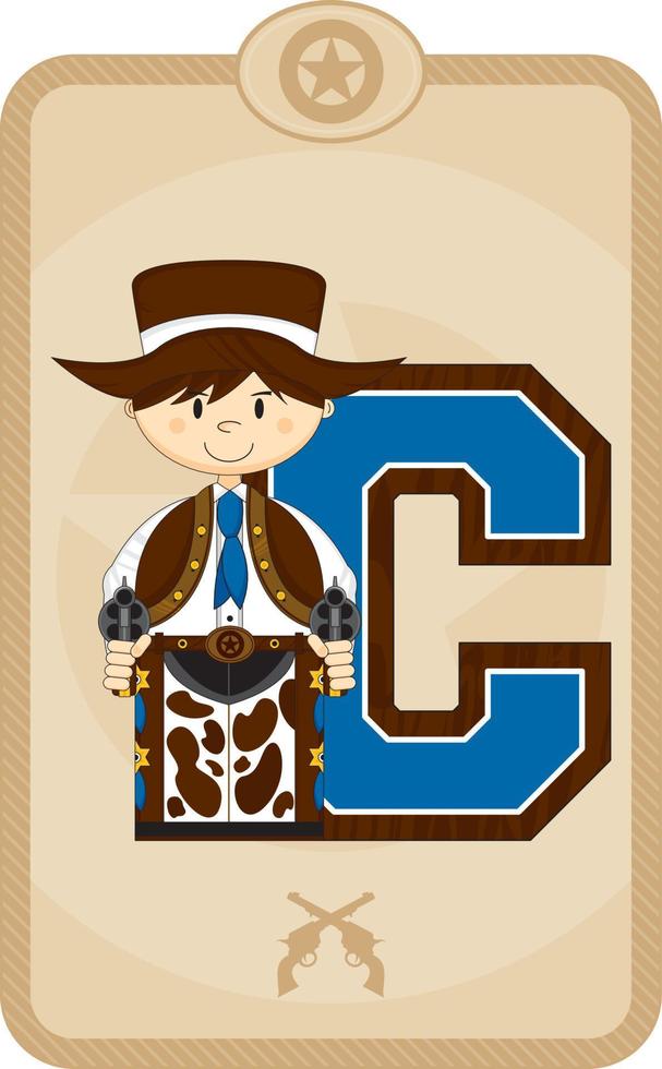 c is voor cowboy wild west alfabet aan het leren leerzaam illustratie vector