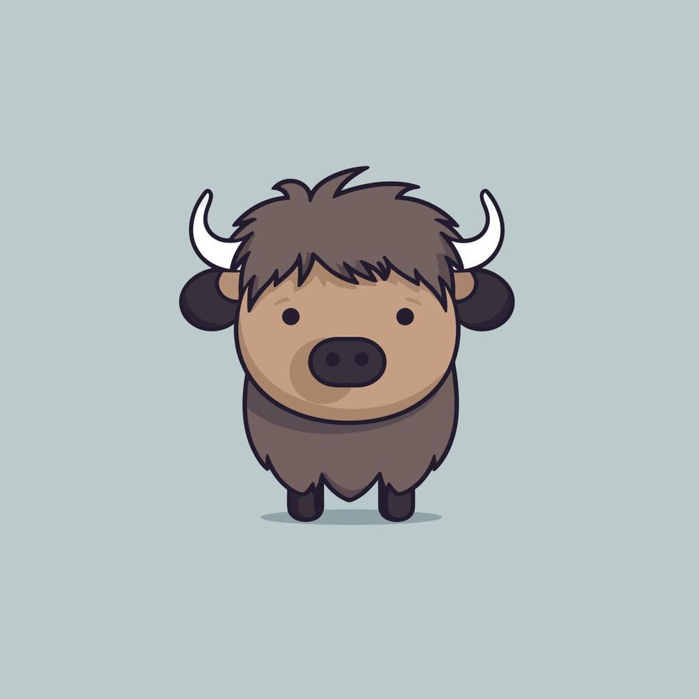 schattig kawaii buffel chibi mascotte vector tekenfilm stijl