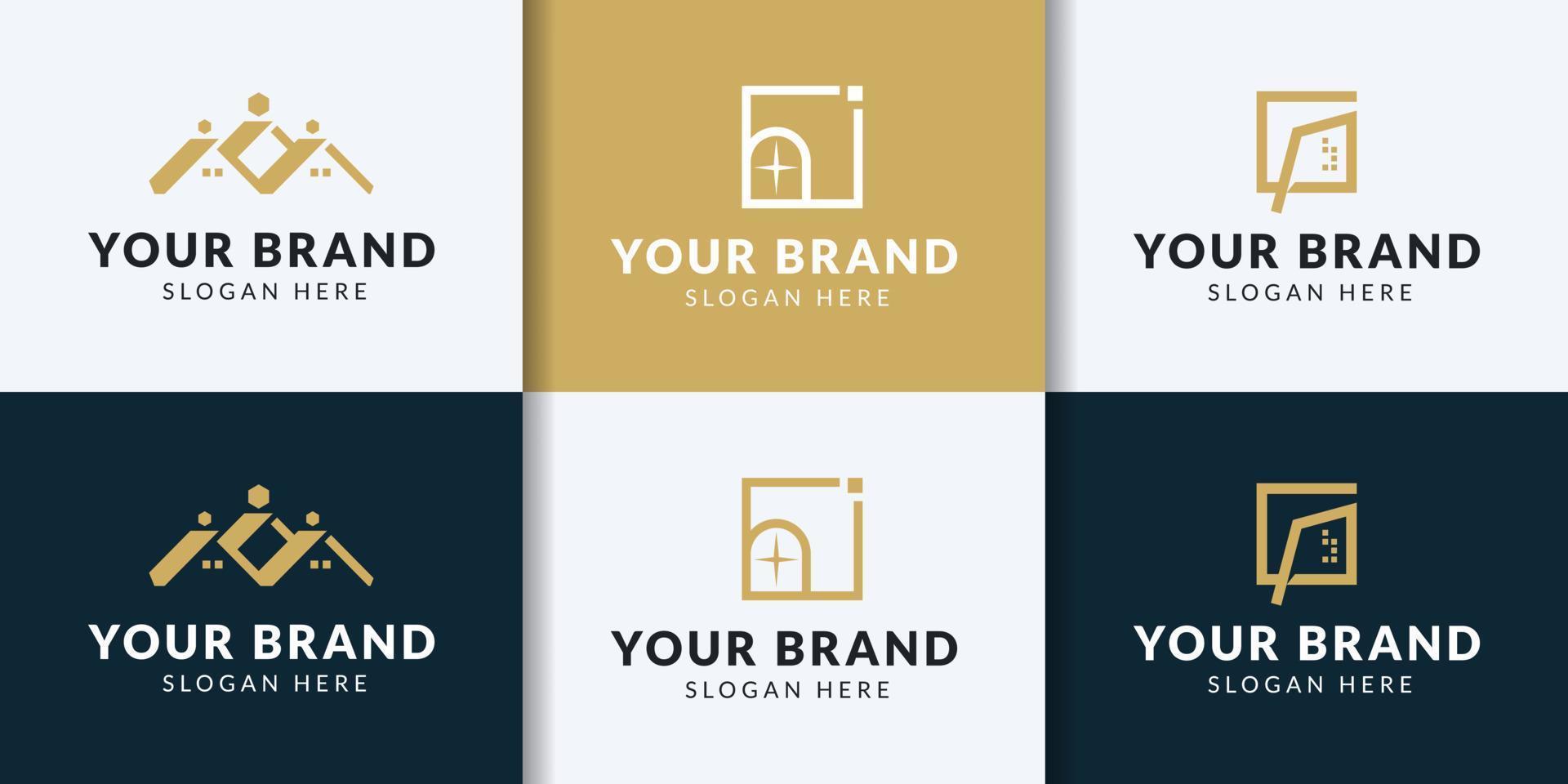 schoon huis logo reeks voor echt landgoed bedrijf vector