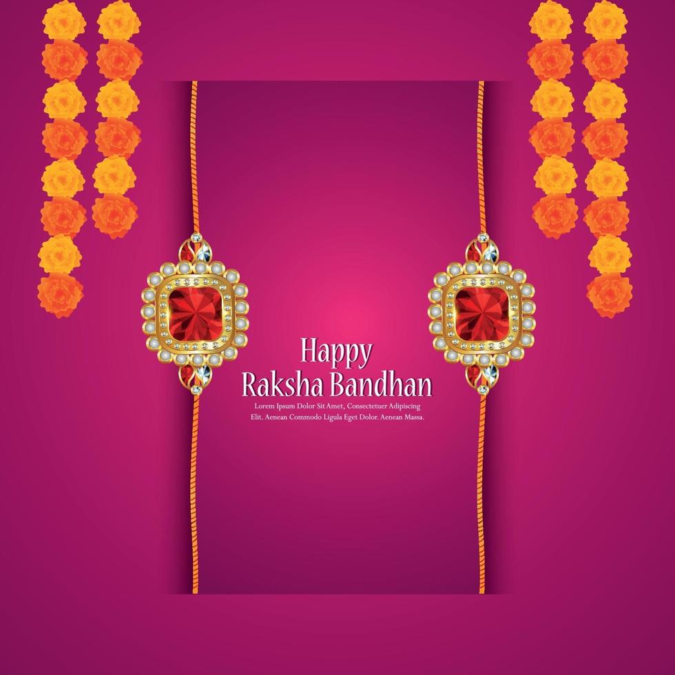 raksha bandhan uitnodiging wenskaart met gouden kristallen rakhi vector