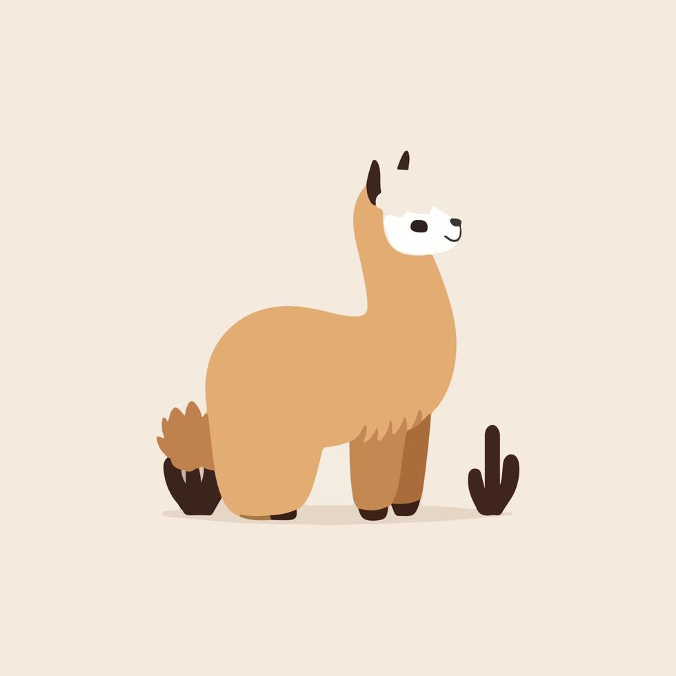 lama tekenfilm alpaca. lama dier vector geïsoleerd illustratie. schattig schattig hand- getrokken kunst. ontwerp voor kaart, sticker, textiel kleding stof, t shirt. kinderen, modern modieus stijl kinderen