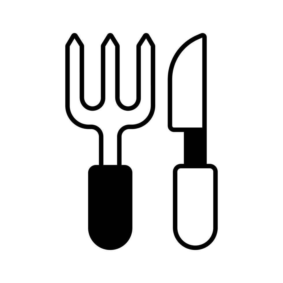 vector van vork en mes tonen keuken gebruiksvoorwerpen, icoon van bestek