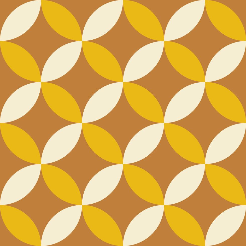 retro wijnoogst naadloos patroon in stijl jaren 70, jaren 80. monochroom meetkundig achtergrond. midden eeuw kunst afdrukken. geel en mosterd kleuren. vector illustratie
