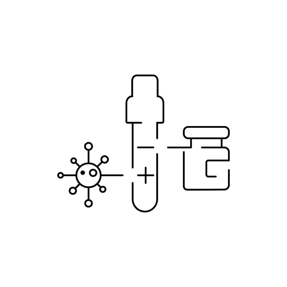 covid-19 bloed test buis lijn icoon, coronavirus en diagnose, bloed test buis teken vector, virus, vaccin fles. vector