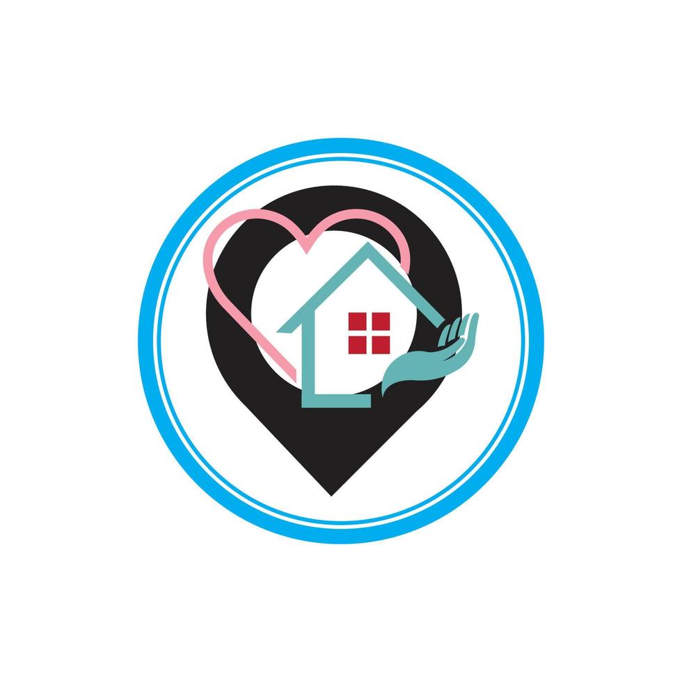 een huis plaats logo, huis plaats, pin huis logo vector