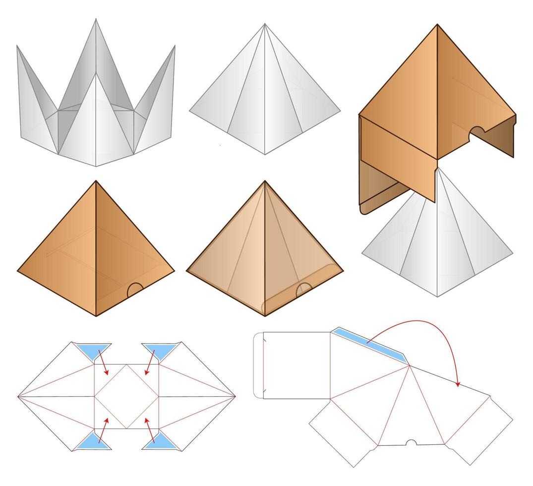 doos verpakking gestanst sjabloonontwerp. 3D-model vector