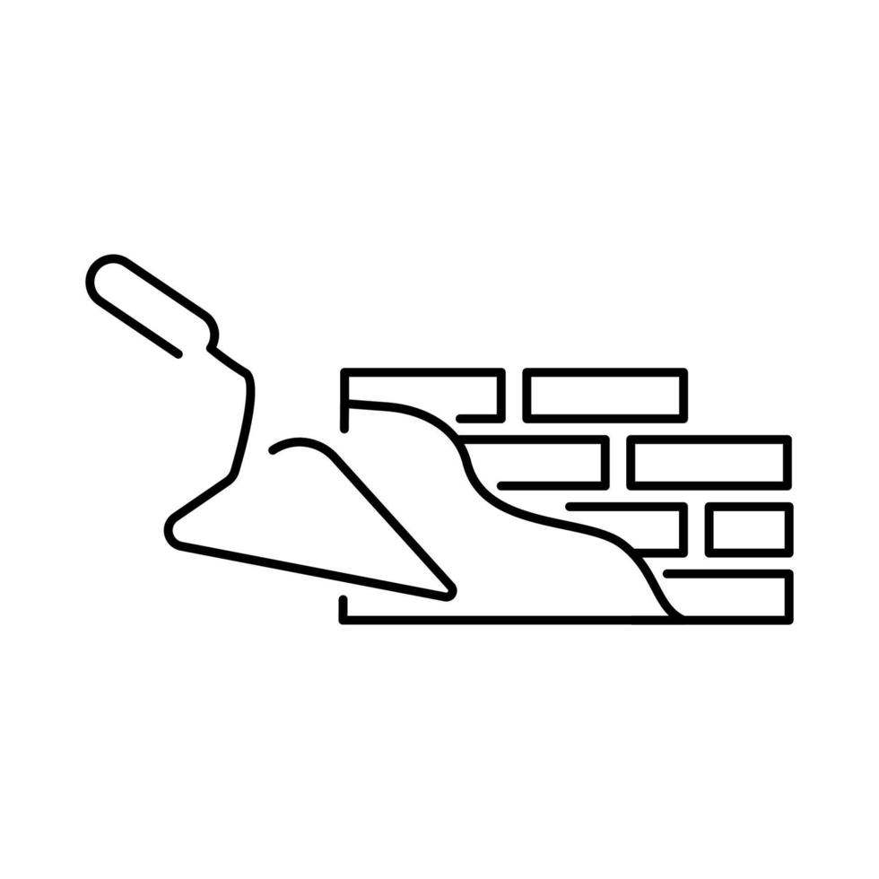 gemakkelijk vector lineair illustratie van een steen muur en een bouw tovenaar, een vlak lijn icoon en troffel en muur bouwen.