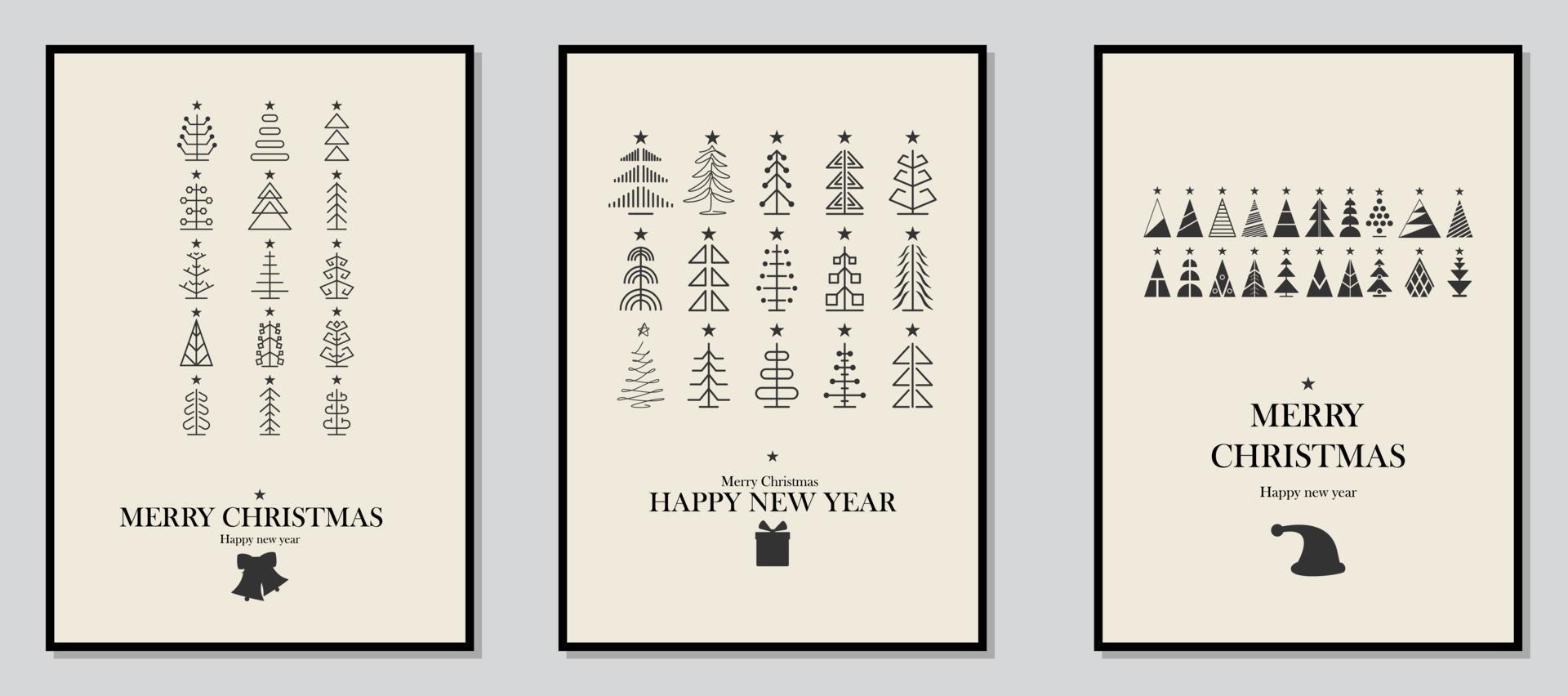 Kerstmis boom pictogrammen reeks vector. gelukkig nieuw jaar en vrolijk kerstmis. vector