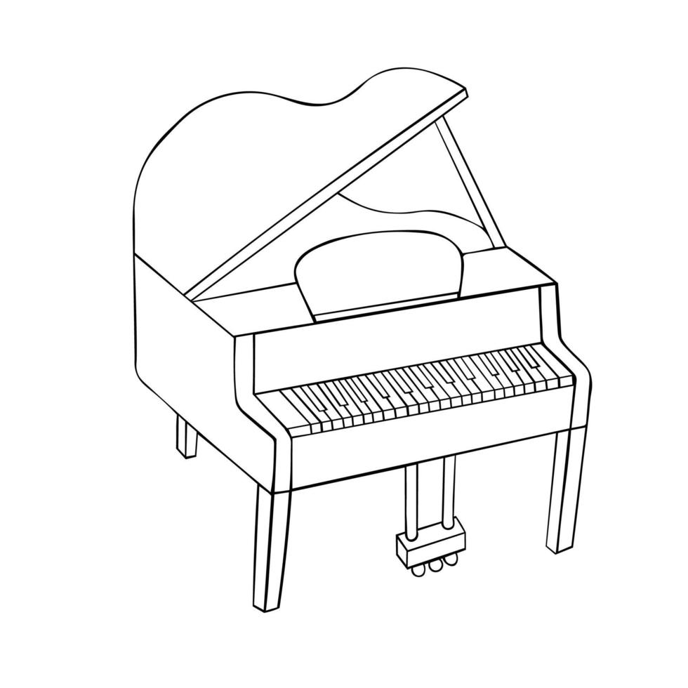 piano, groots piano. muziek, pianist. musical instrument. modern vector vlak ontwerp beeld geïsoleerd Aan wit achtergrond.