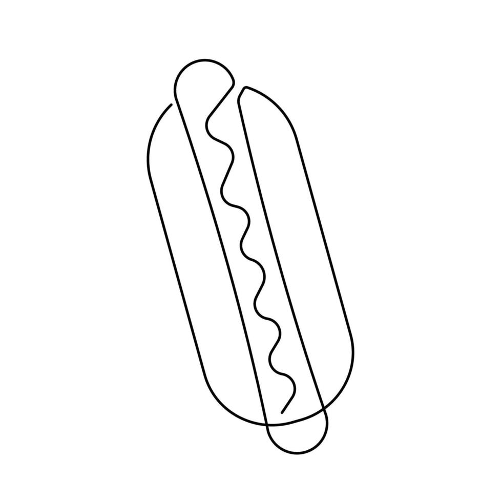 snel voedsel. heet hond lijn icoon- doorlopend lijn tekening. vector