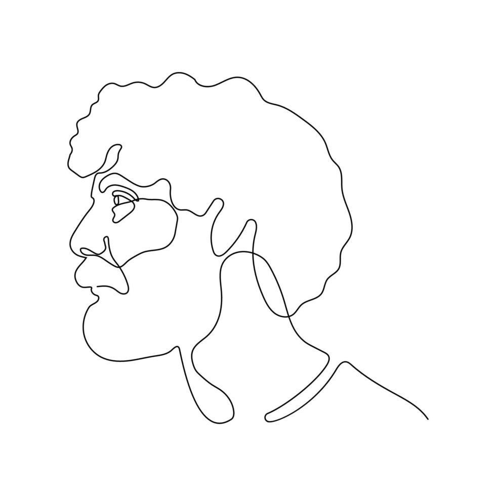 doorlopend lijn tekening van jong Mens portret Aan wit achtergrond. vector