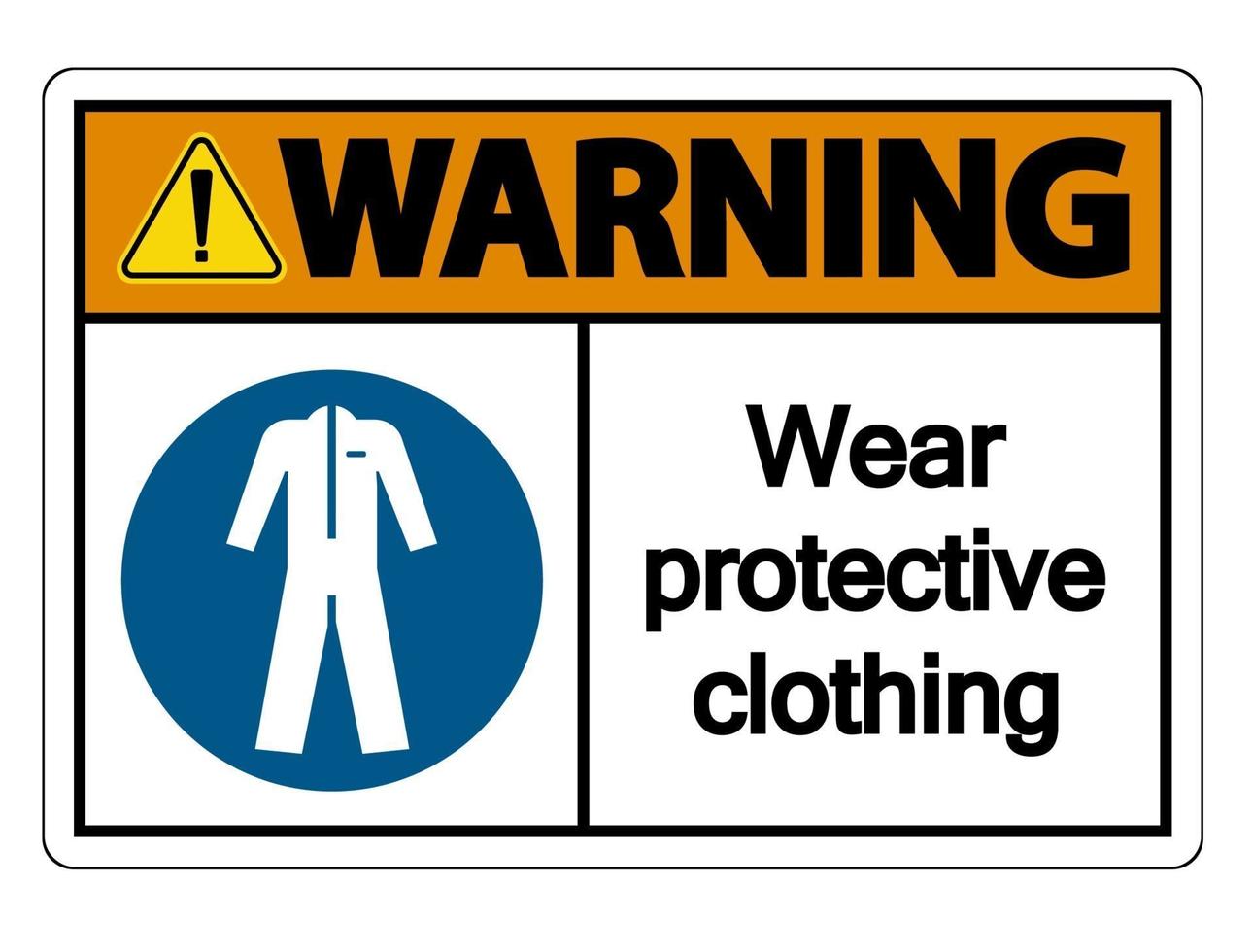 waarschuwing dragen beschermende kleding teken op een witte achtergrond vector