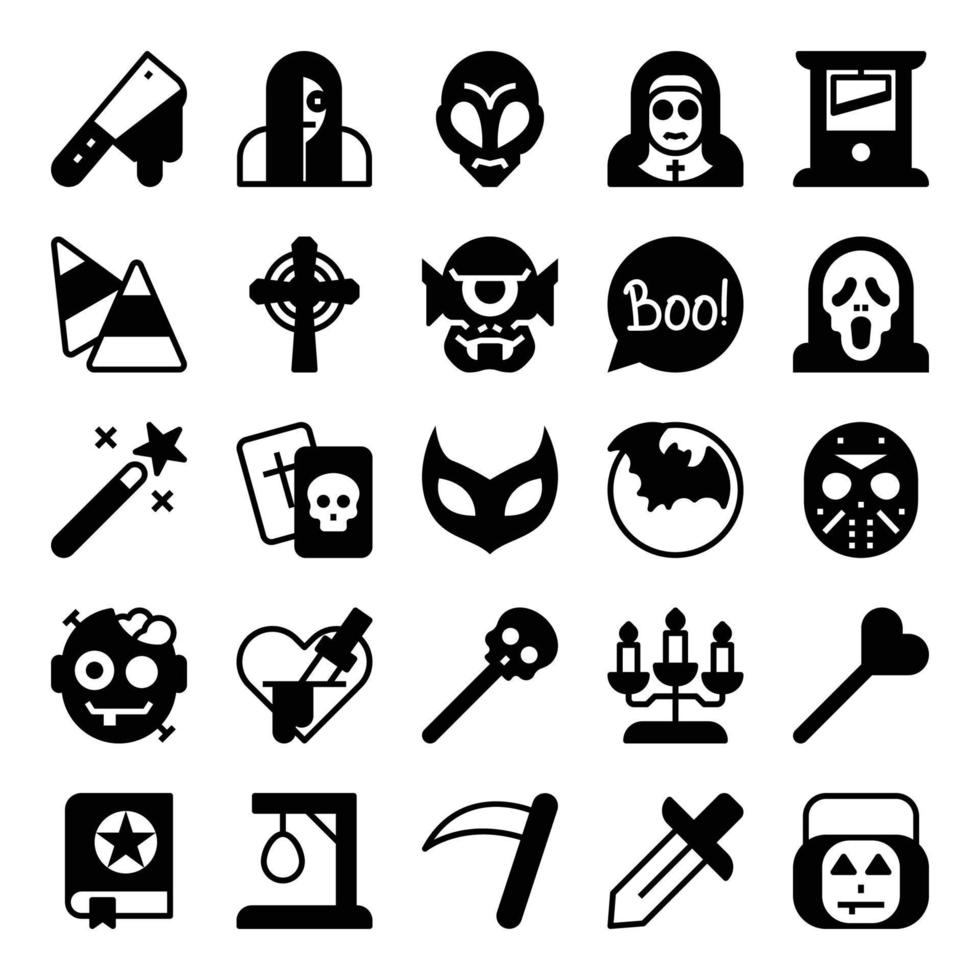 glyph pictogrammen voor halloween festival. vector