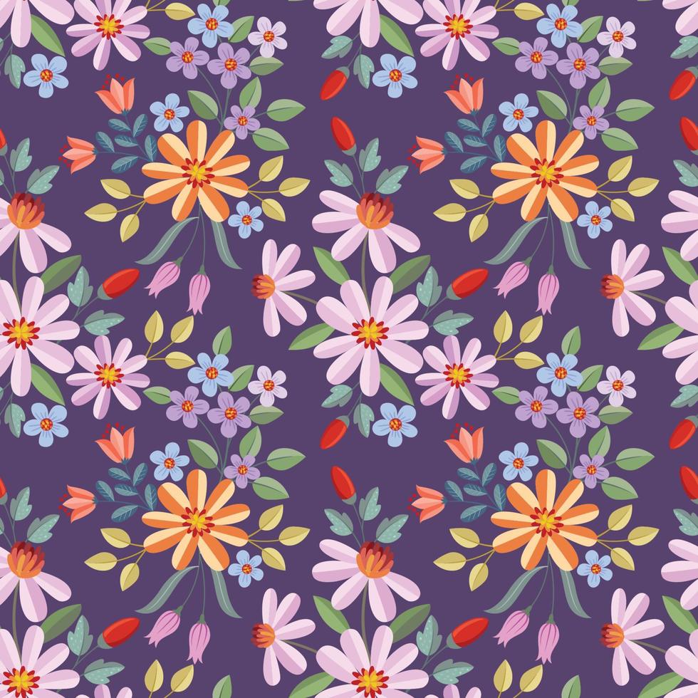 mooi bloeiend bloemen ontwerp Aan Purper kleur achtergrond. vector
