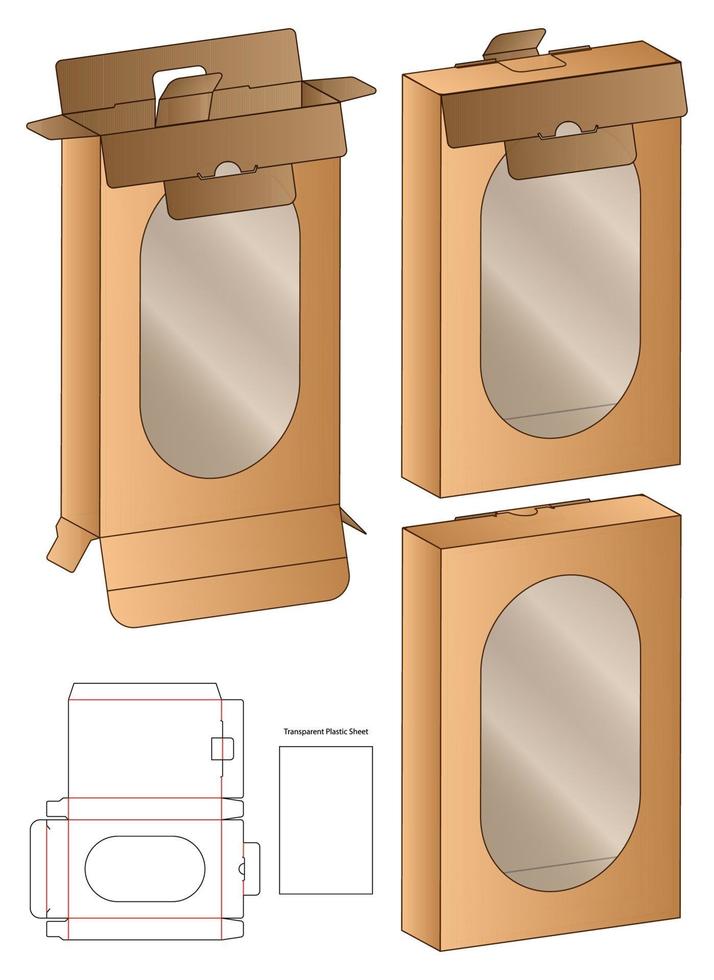 doos verpakking gestanst sjabloonontwerp. 3D-model vector