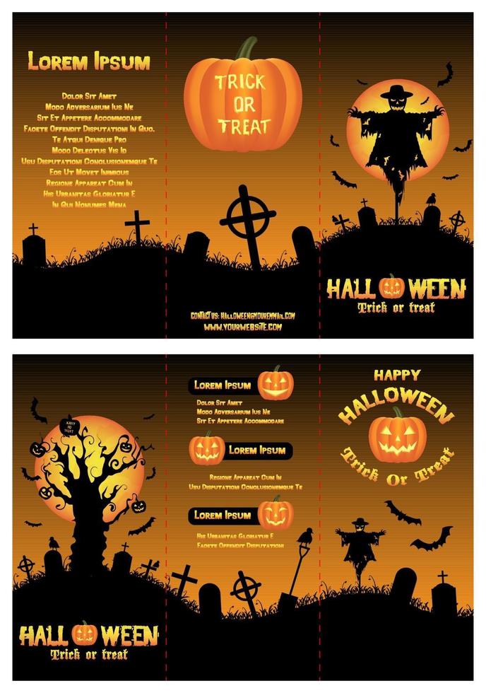 halloween gevouwen brochuremalplaatje vector