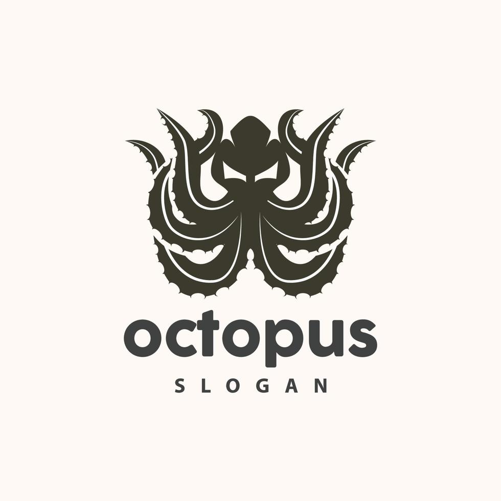 Octopus logo, zee dieren vector, zeevruchten ingrediënten inktvis tentakels icoon silhouet ontwerp vector