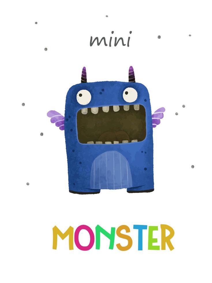 schattig kinderachtig kaart met gekleurde monsters, grappig tekenfilm dieren. halloween kaarten ontwerp vector