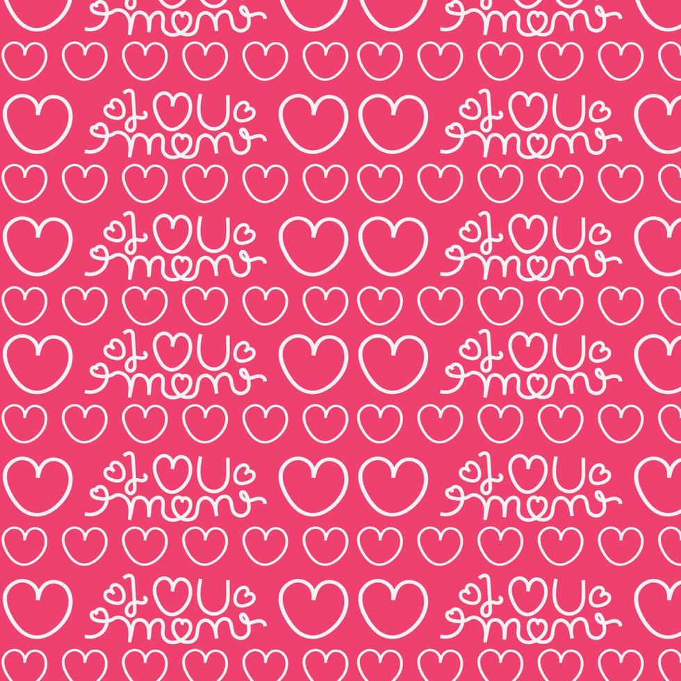 naadloos moeders dag patroon, ik liefde u mama, mama, mama ooit, belettering woorden met hart moeder dag herhalen patroon, gelukkig moeders dag geschenk naadloos woord patroon, textiel kleding stof roze achtergrond vector