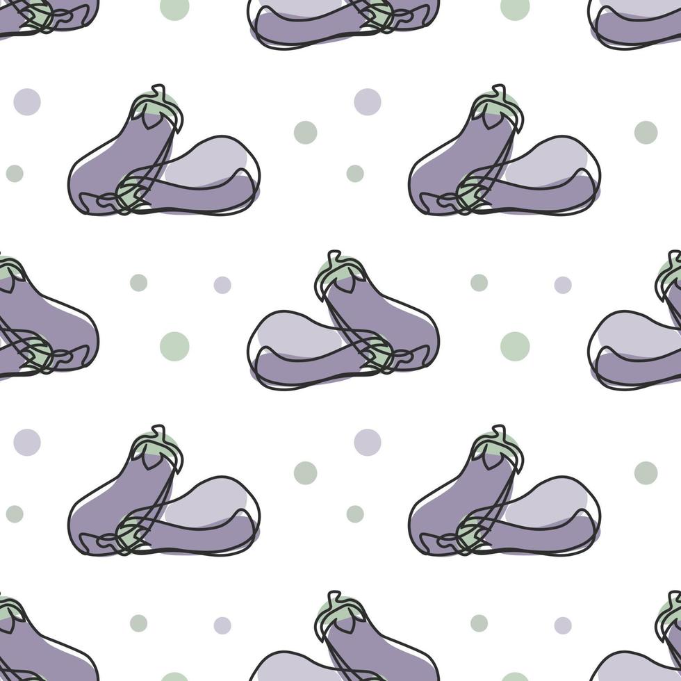 naadloos patroon van groenten, lineair aubergines met pastel kleuren Aan een wit achtergrond. achtergrond, afdrukken, textiel, vector