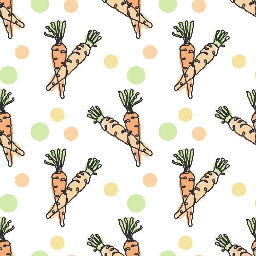 naadloos patroon van groenten, lineair wortels met pastel kleuren Aan een wit achtergrond. achtergrond, afdrukken, textiel, vector