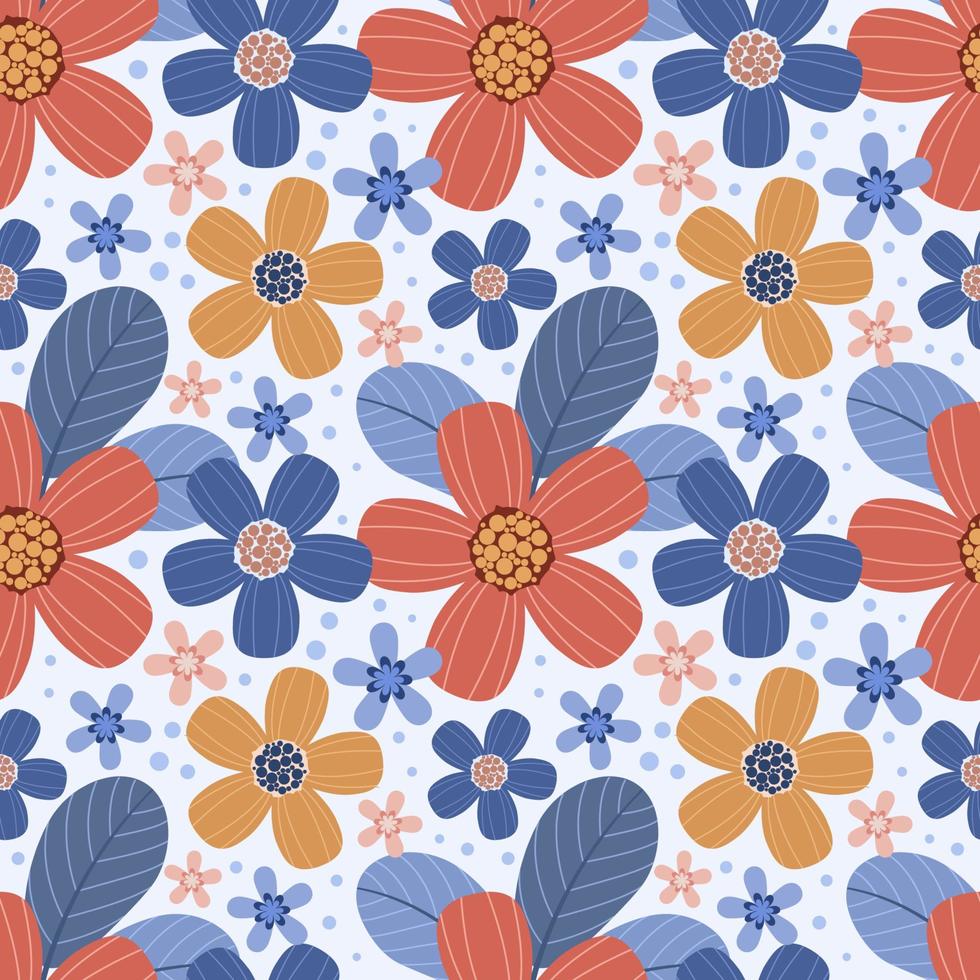 kleurrijk bloemen en bladeren hand- trek naadloos patroon voor kleding stof textiel behang. vector