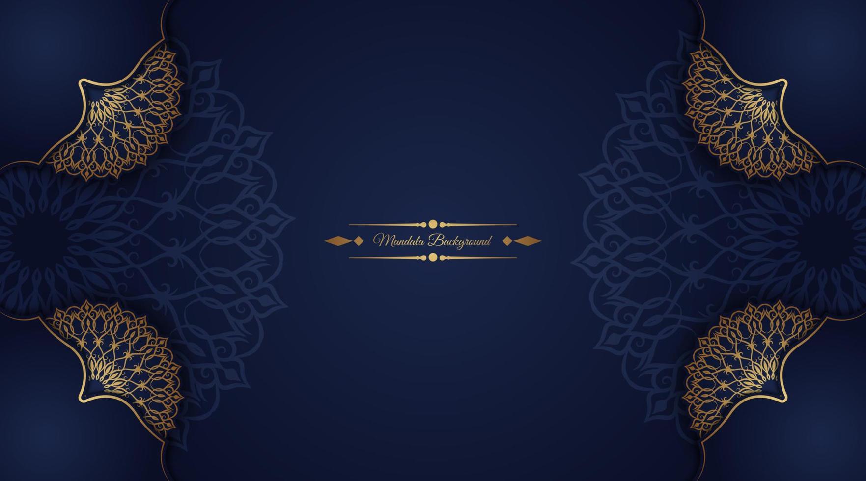 luxe mandala achtergrond, blauw en goud, ontwerp vector